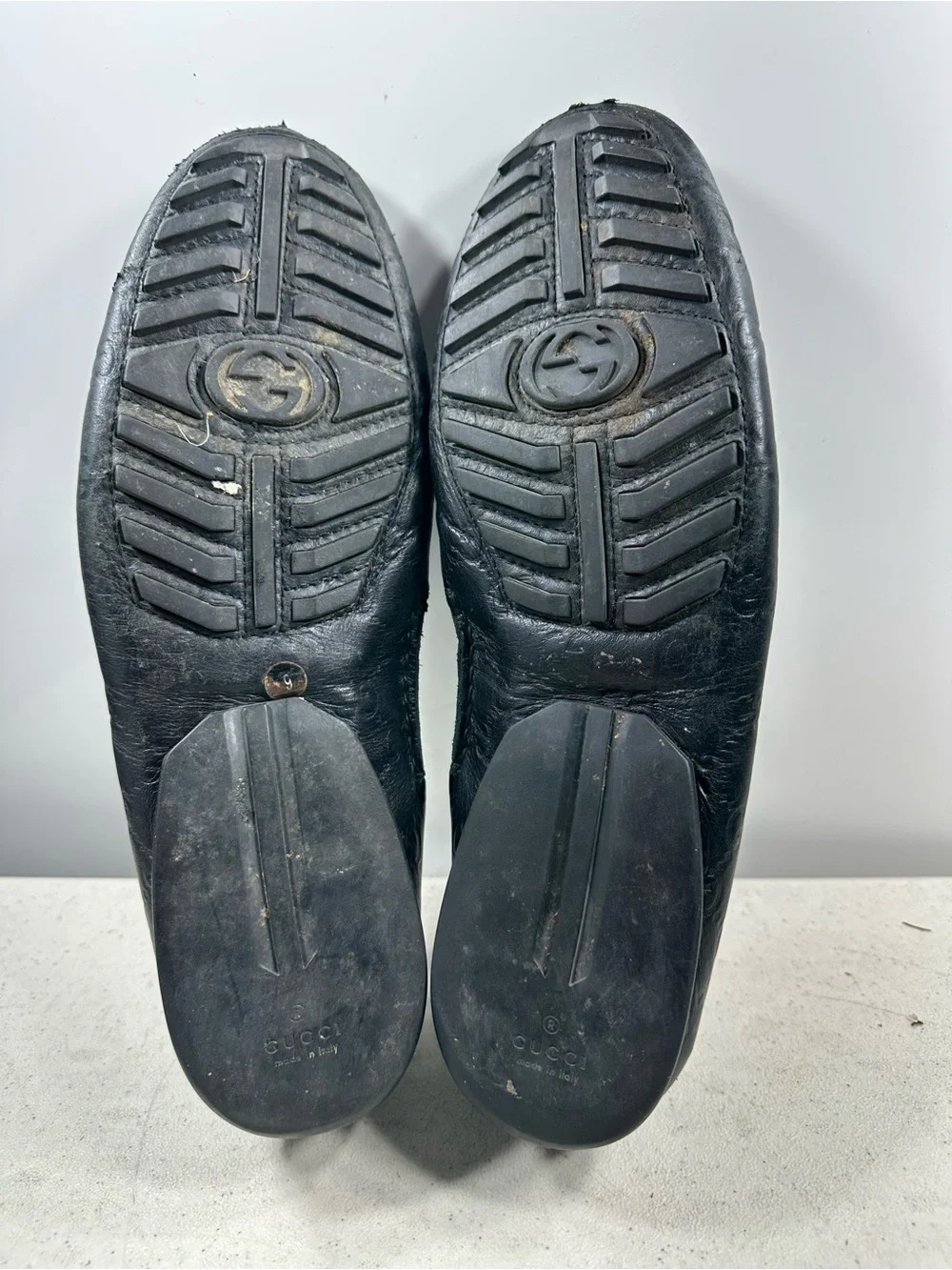 Gucci Black Guccissima Leather Loafers Size 9